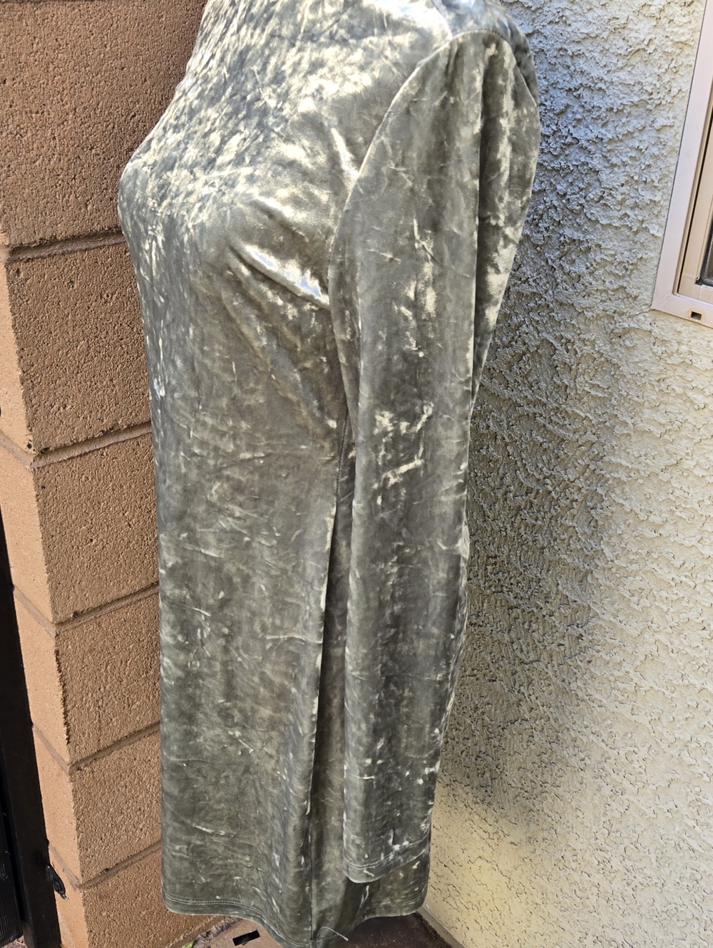 And Now This Velvet Mock Neck Long-Sleeve Dress in Sage Green - Picture 4 of 8